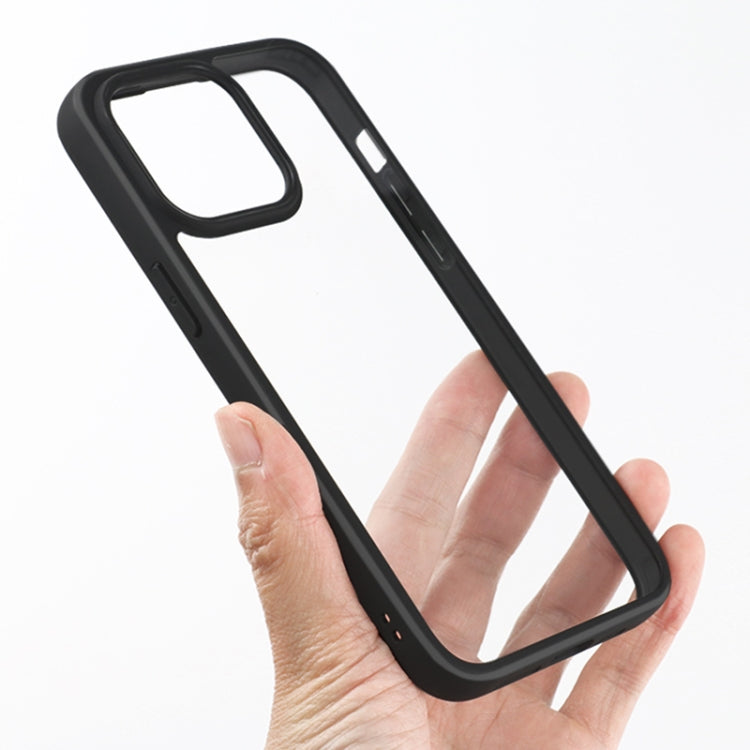 For iPhone 15 Pro Frosted TPU Transparent PC Phone Case(Black)