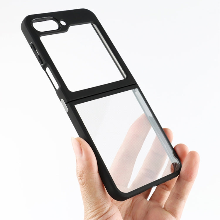 For Samsung Galaxy Z Flip5 Frosted TPU Transparent PC Phone Case(Black)
