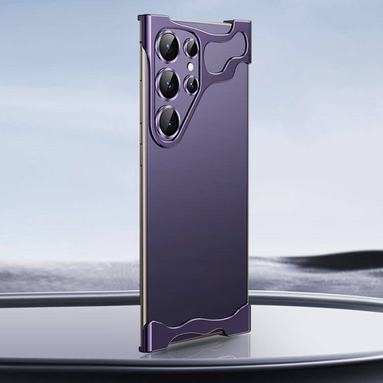 Frameless Metal Corner Pad Phone Case with Lens Film, For Samsung Galaxy S25 Ultra 5G, For Samsung Galaxy S24 Ultra 5G, For Samsung Galaxy S23 Ultra 5G