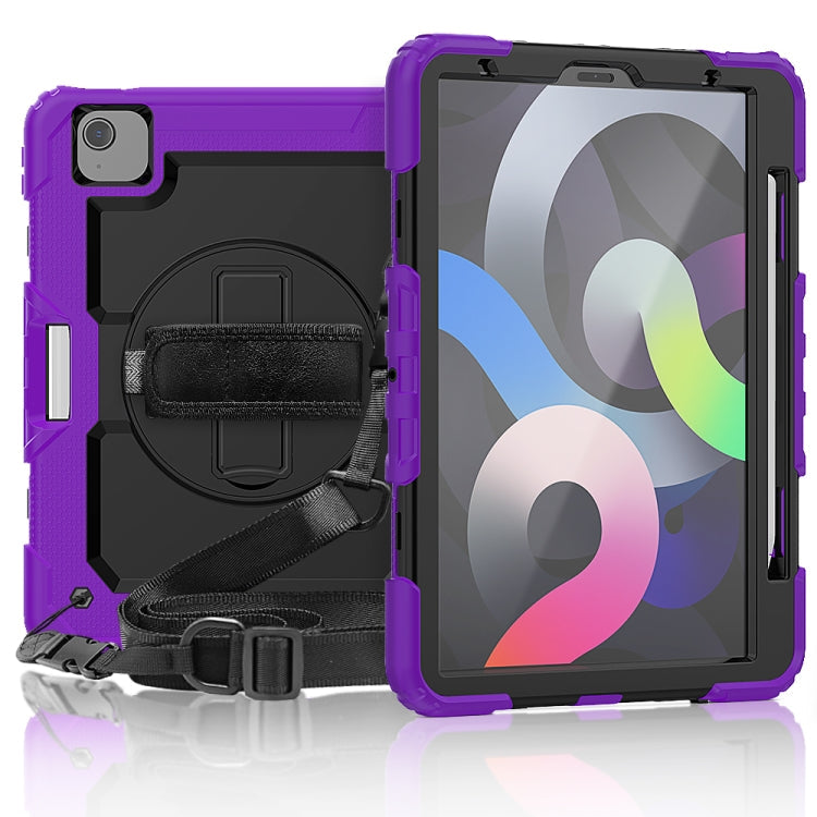 Shockproof Colorful Silicone + PC Protective Case with Holder & Shoulder Strap & Hand Strap & Pen Slot, For iPad Air 2022 / 2020 10.9