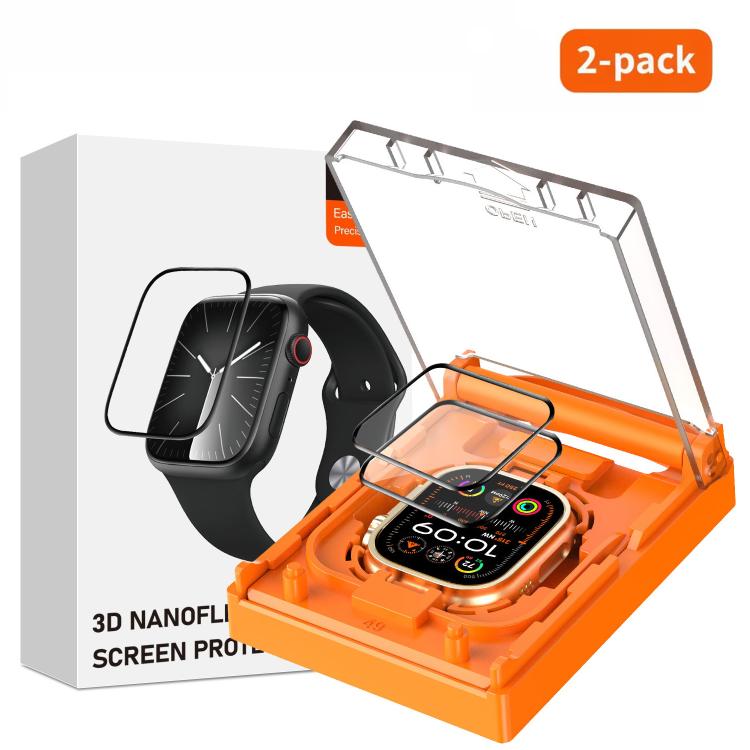 2pcs Easy Install Box Dust-Free Screen-printed Tempered Glass Film, For Apple Watch Series 6 / 5 / 4 / SE 44mm, For Apple Watch Series 6 / 5 / 4 / SE 40mm, For Apple Watch Series 11 / 10 46mm, For Apple Watch Series 11 / 10 42mm