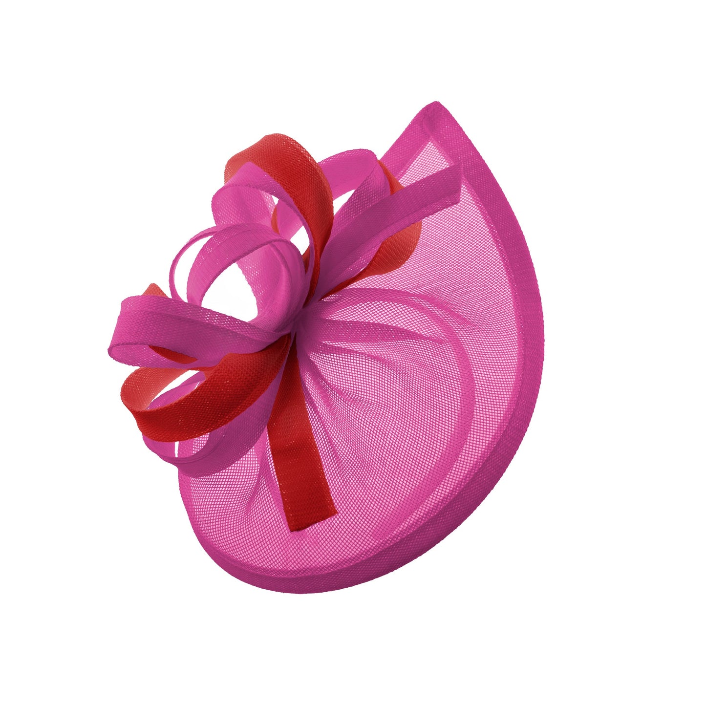 Caprilite Vegan MoonMix Hoop Fascinator Hat on Headband Wedding Ascot Races Bespoke Sinamay Disc - Fuchsia Red