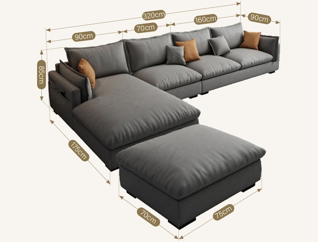 G918 Amos Three Seater Sofa Corner, Leathaire