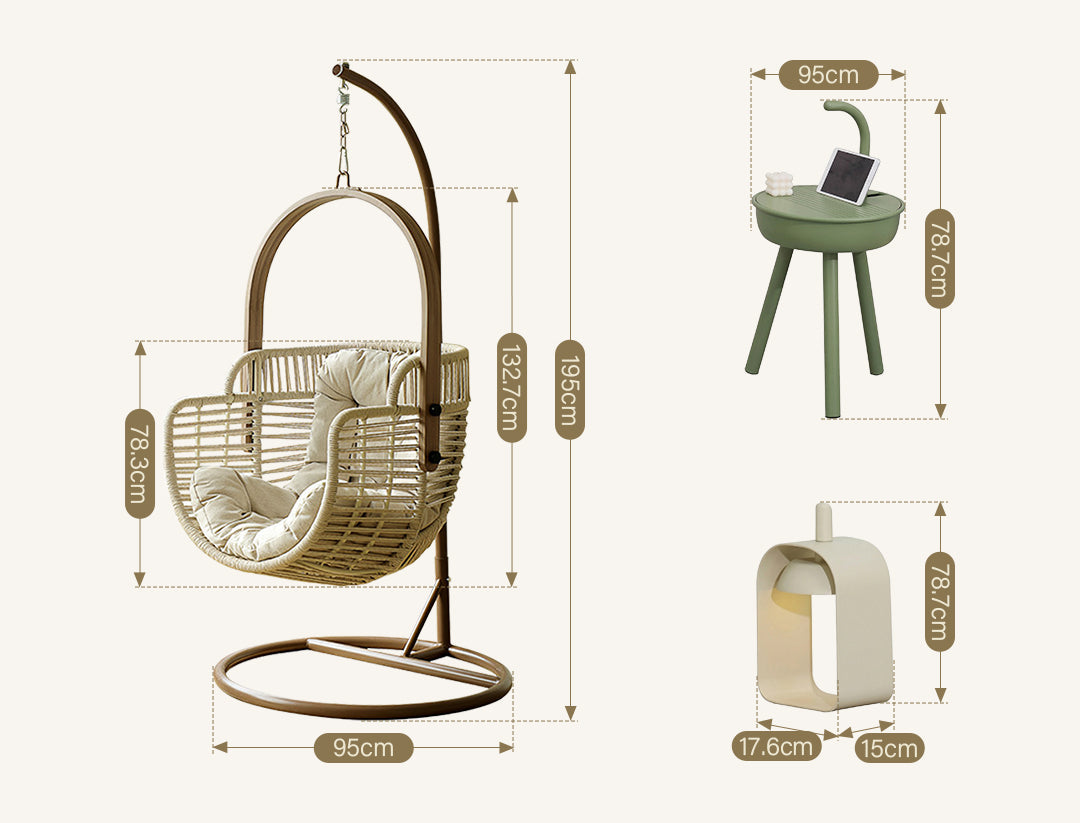 Galilea Rattan Garden Hanging Egg Chair with Stand, Indoor / Outdoor Furniture