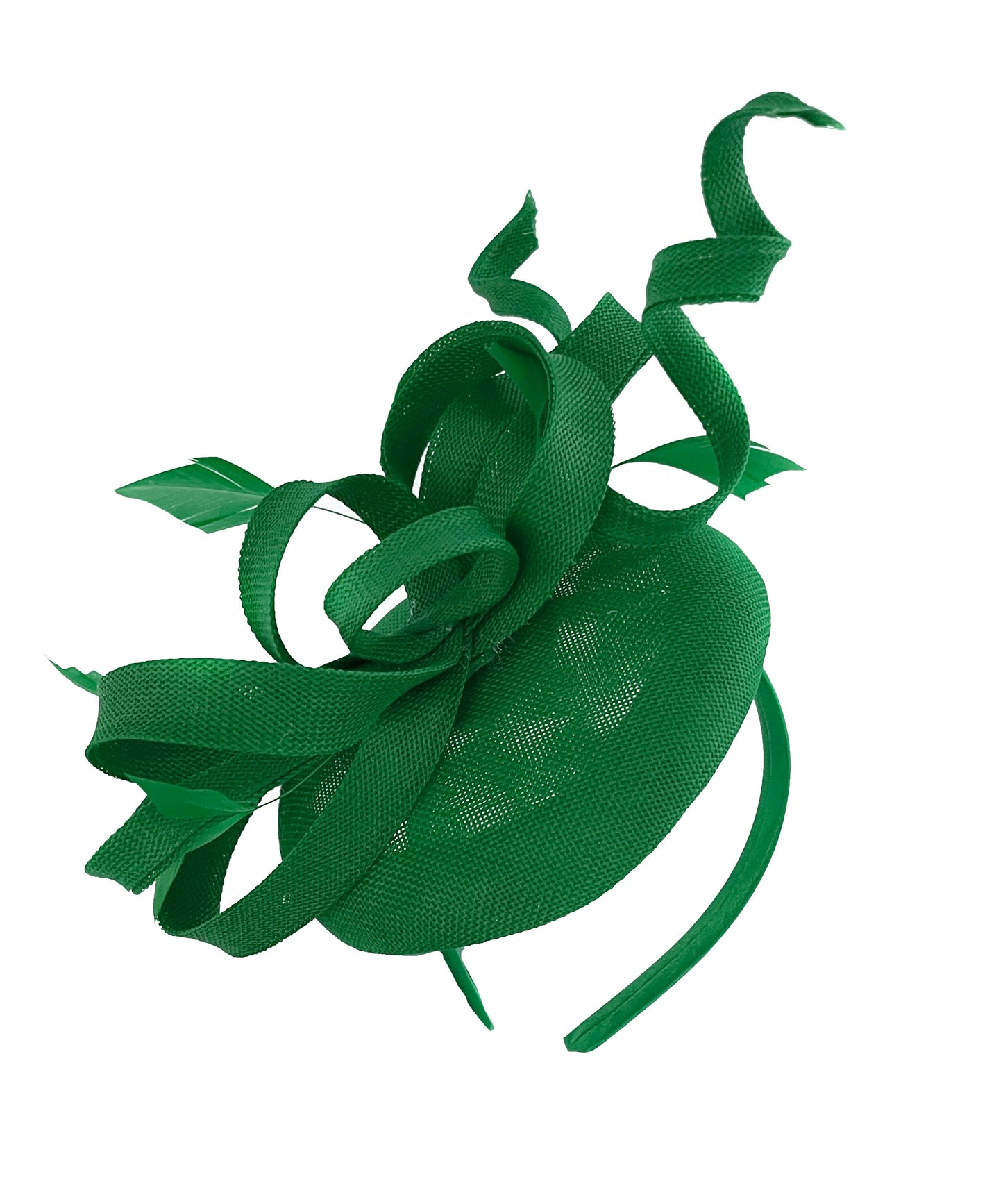Green Swirl Fascinator on Round Pillbox Headband