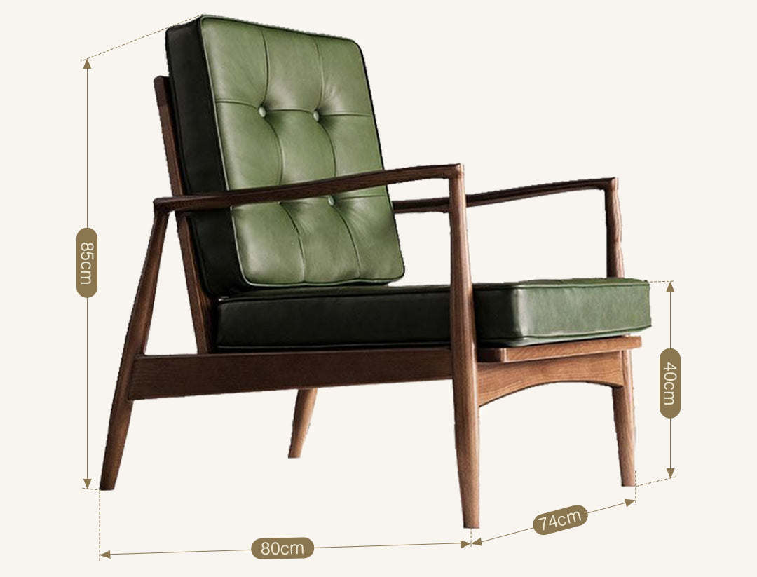 Hans CH32 Green Armchair, Solid Wood