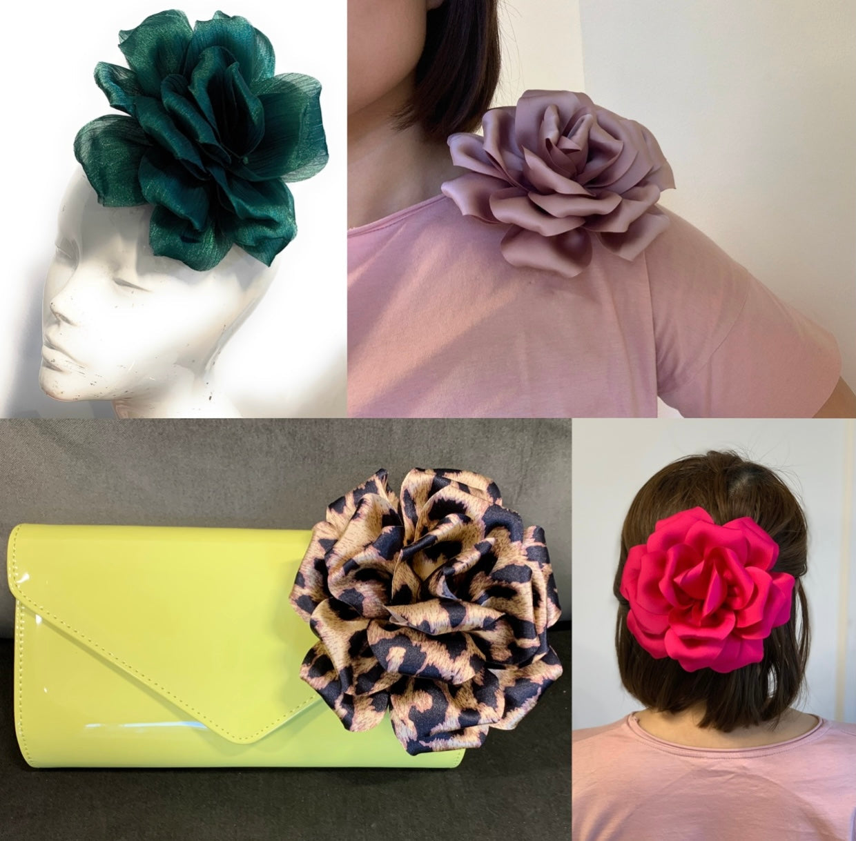 15cm Large Rose Fascinator Corsage Hair Clip and Brooch Pin, Satin Flower, Dusty Pink
