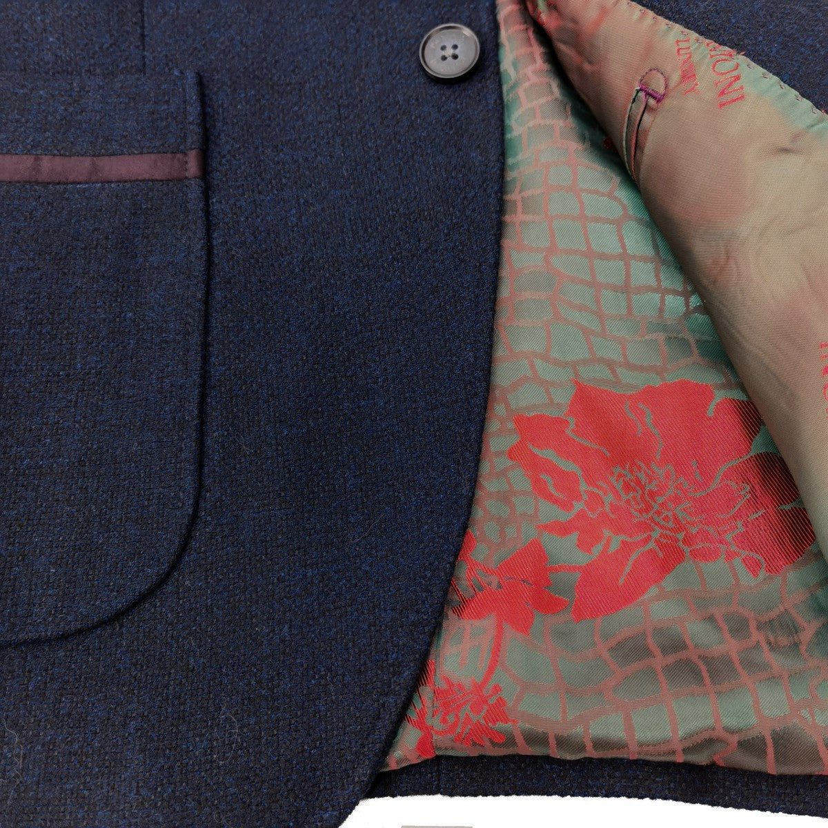 Navy Slim Fit Tweed Blazer