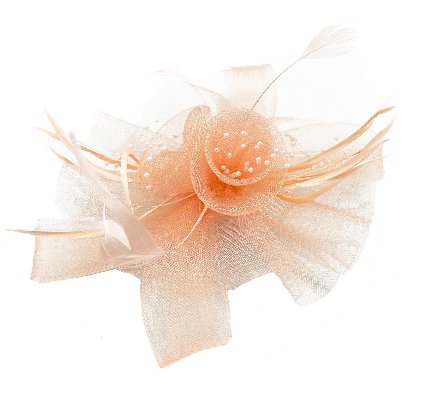 Peach Nude Pink Butterfly Fascinator on Clip