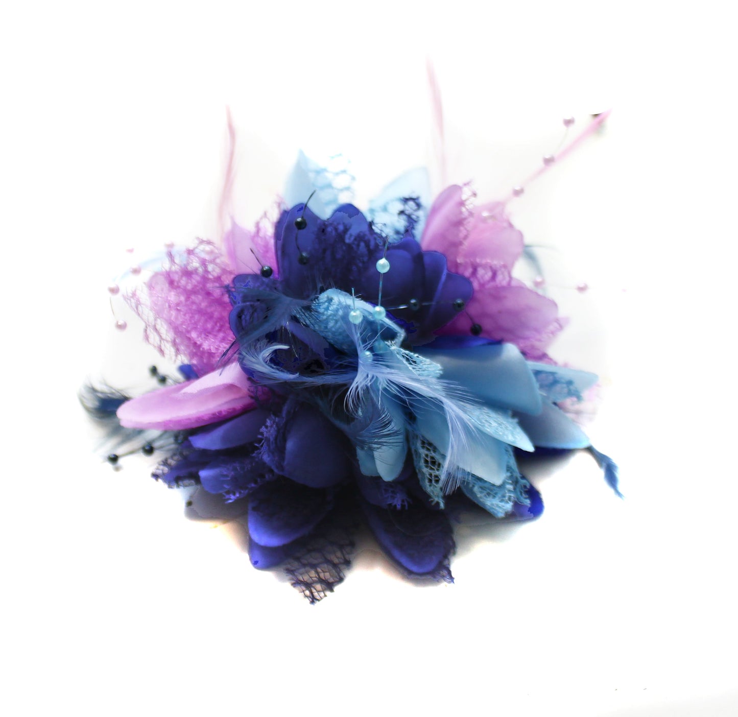 Navy Lilac and Light blue Fascinator on Clip