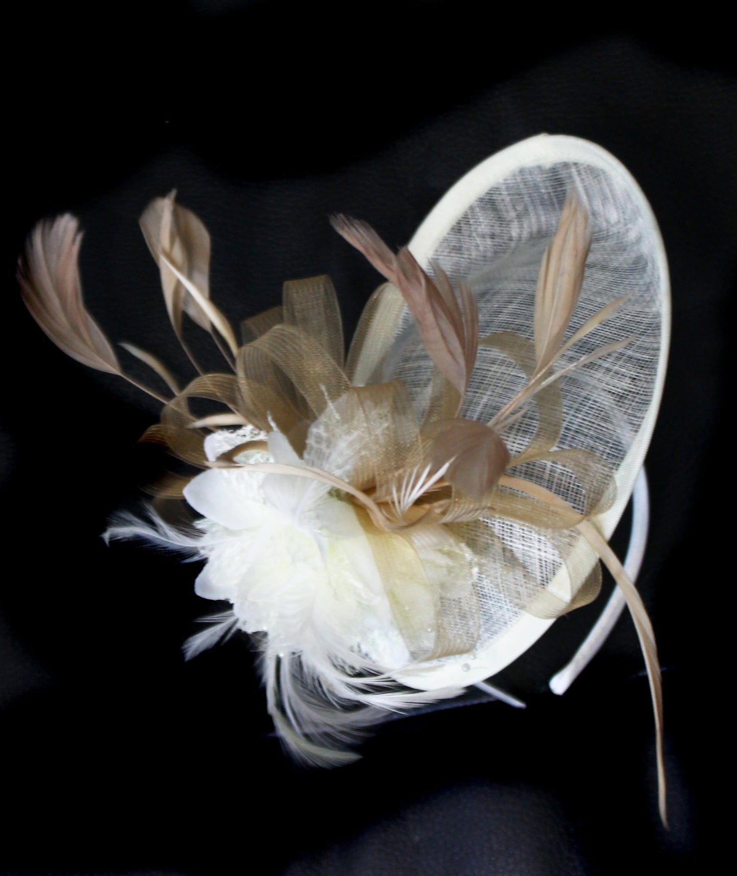 Cream and Beige Disc Fascinator
