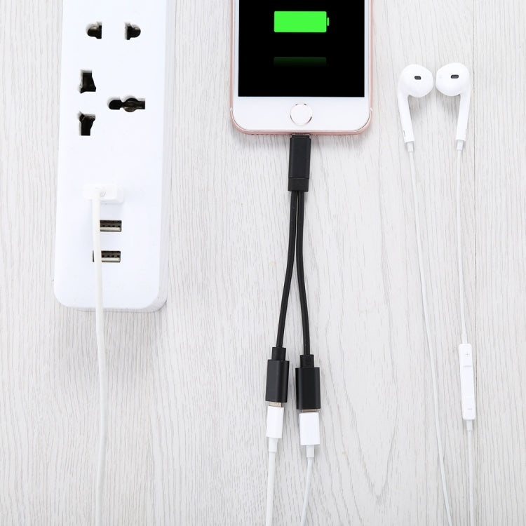 12cm 8-Pin Male to Dual Female Adapter Cable for iPhone/iPad, iOS 11.2, Black