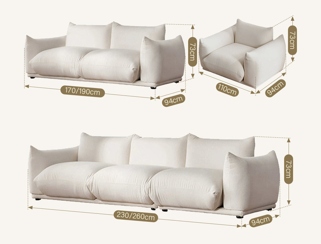 Isabella Two Seater, Three Seater Sofa, Boucle Or Velvet, White