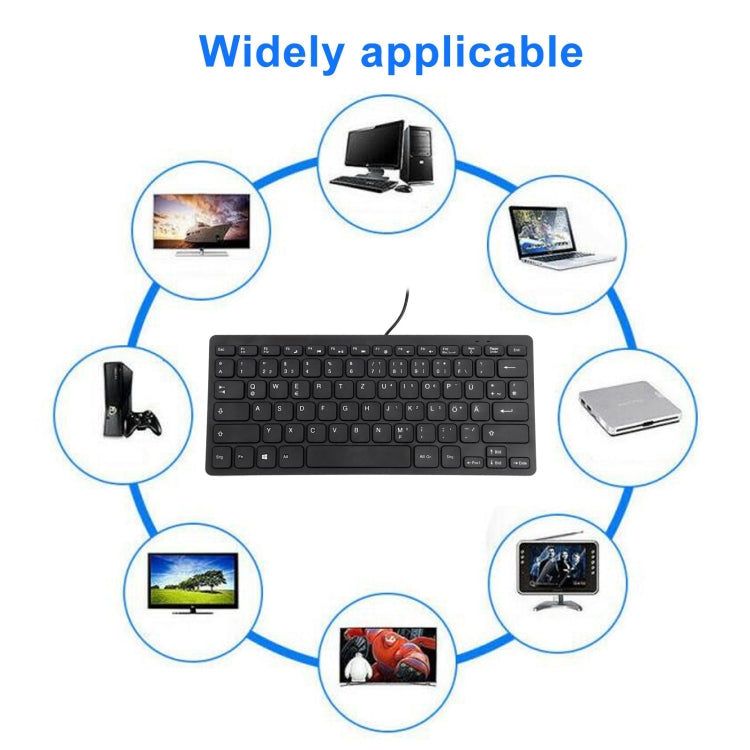 TT-A01 Ultra-thin Design Mini Wired Keyboard, German Version (Black)