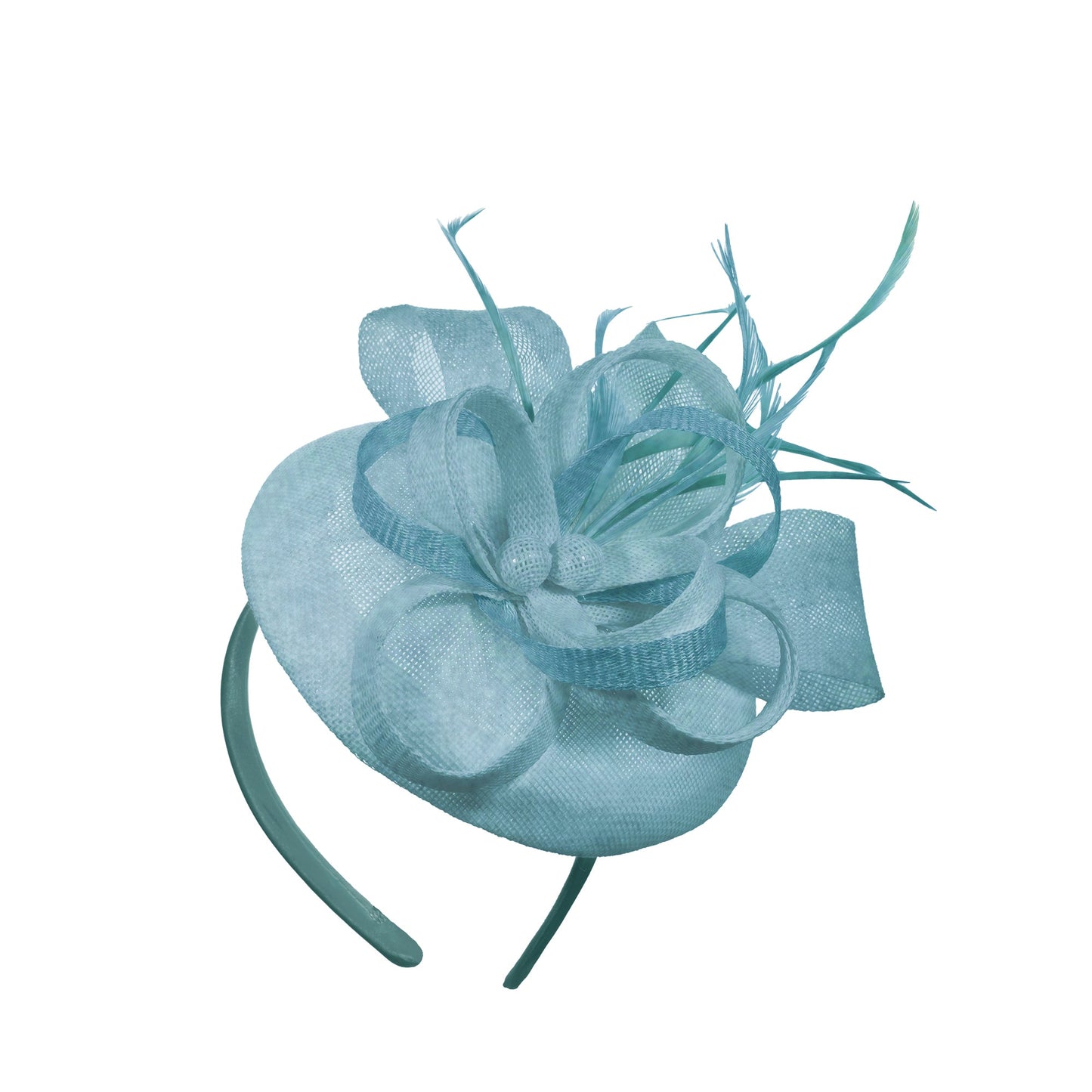 Light Blue Aqua Mix Round Pillbox Bow Sinamay Headband Fascinator Weddings Ascot Hatinator Races