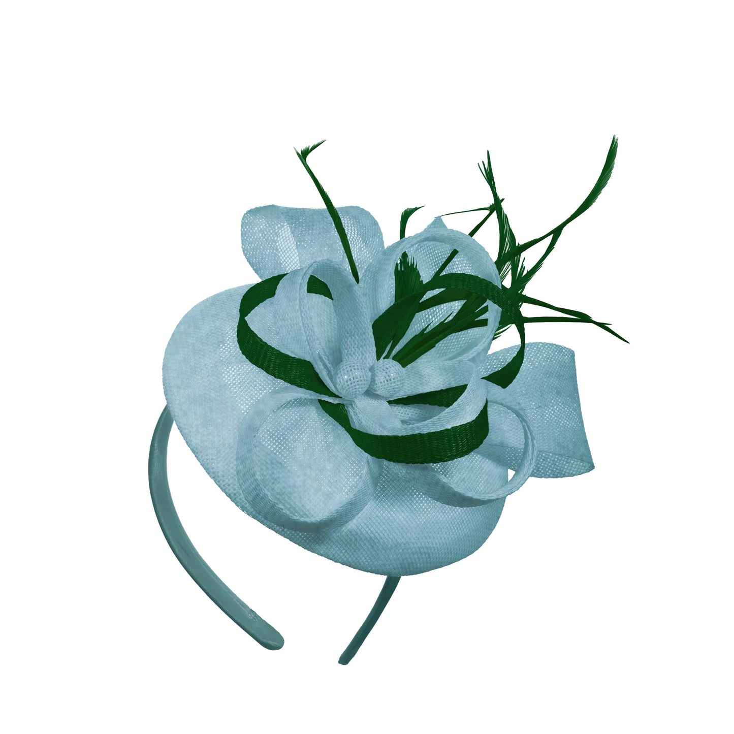 Light Blue Green Mix Round Pillbox Bow Sinamay Headband Fascinator Weddings Ascot Hatinator Races