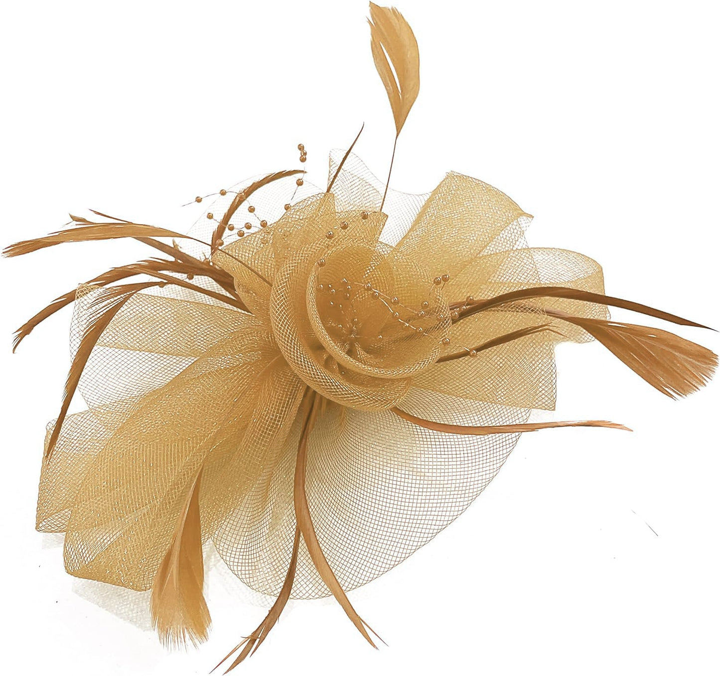 Beige Brown Gold The Butterfly Fascinator for Weddings on Comb