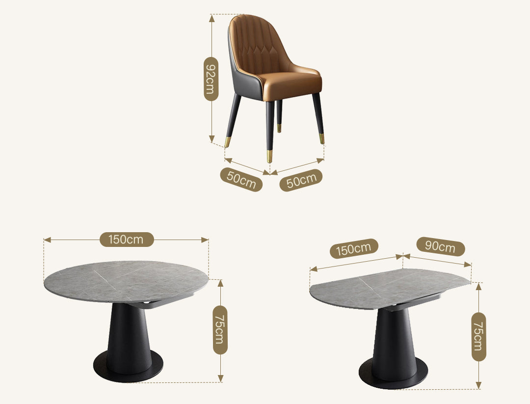 Lessie Extendable Dining Table, Sintered Stone