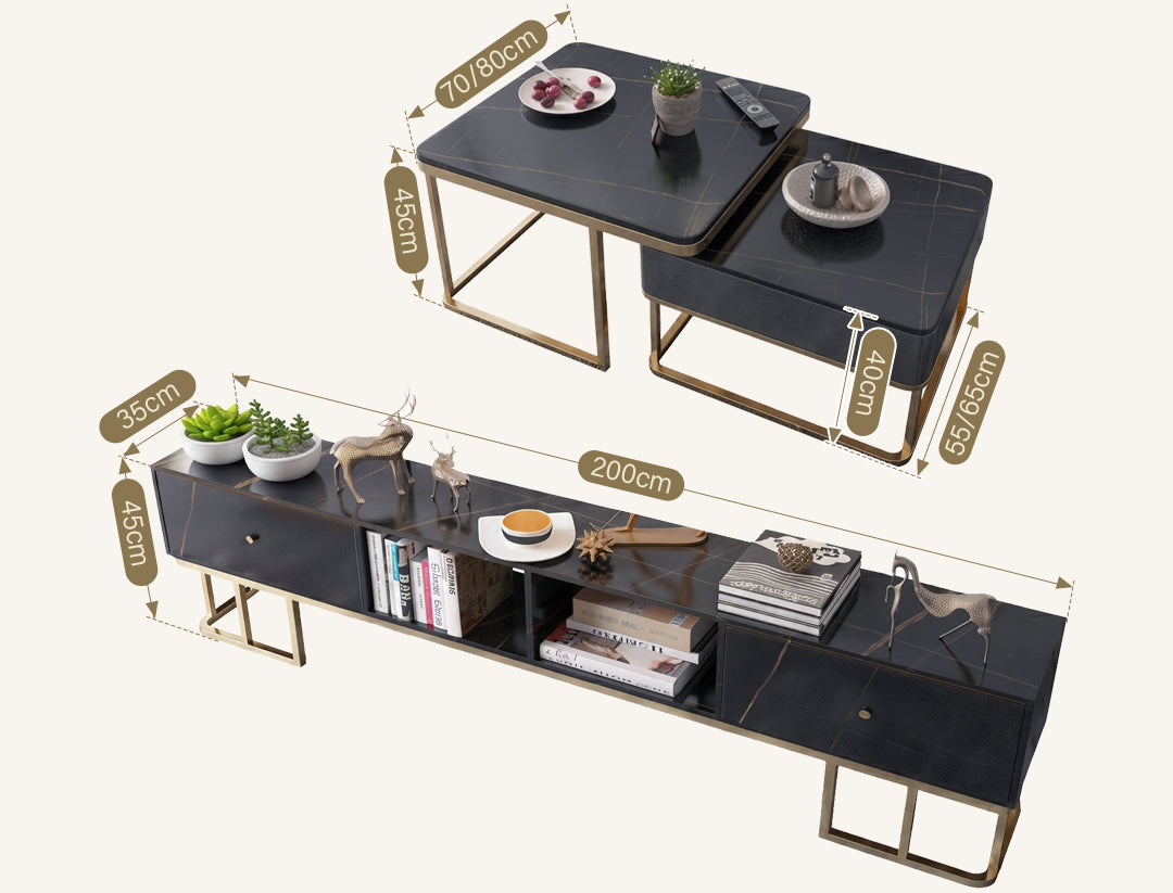 Lorelei Nesting Coffee Table Set, Sintered Stone