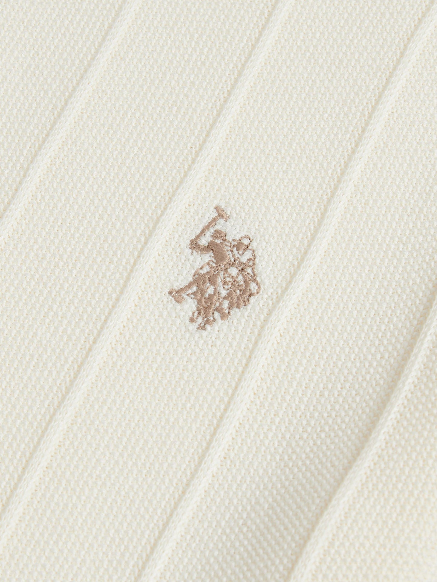 Mens Zip Knit Polo Shirt Whisper White