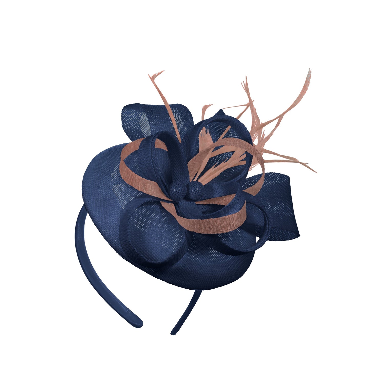 Navy Dusty Pink Mix Round Pillbox Bow Sinamay Headband Fascinator Weddings Ascot Hatinator Races