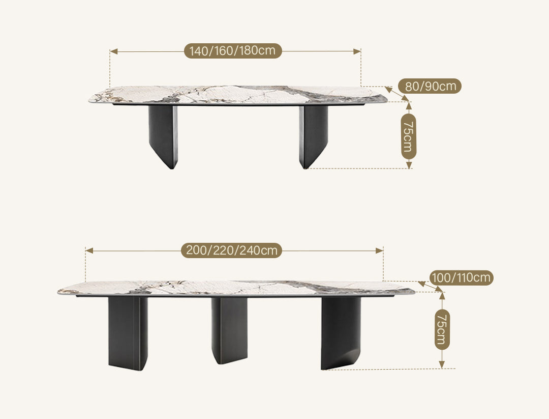 Nala Dining Table With Black Legs, Sintered Stone