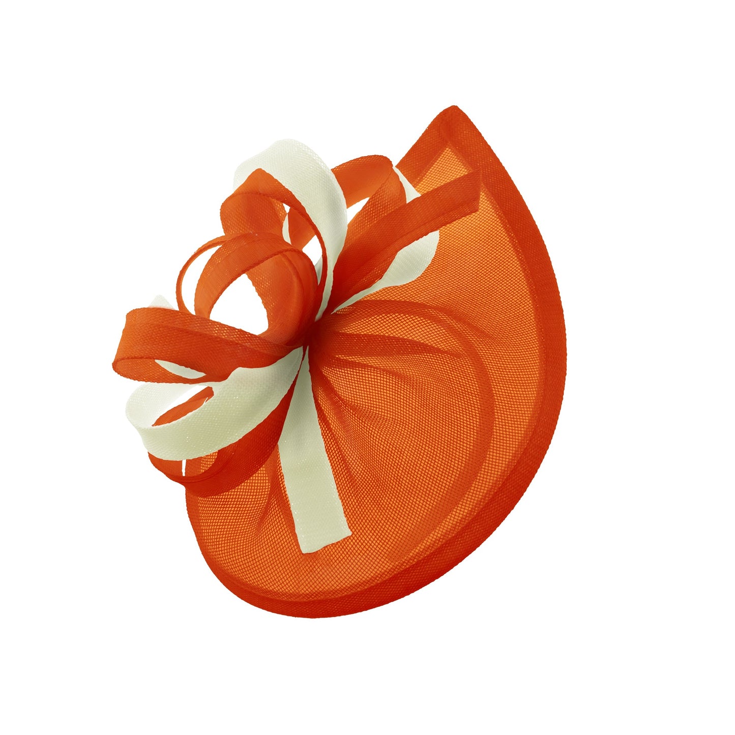 Caprilite Vegan MoonMix Hoop Fascinator Hat on Headband Wedding Ascot Races Bespoke Sinamay Disc - Orange Cream