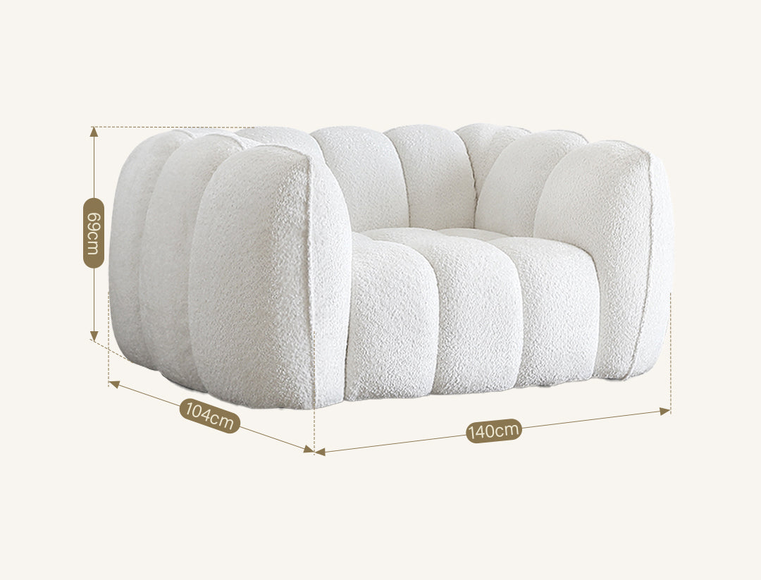 Oxley Pumpkin Single Seater Sofa, Armchair, White