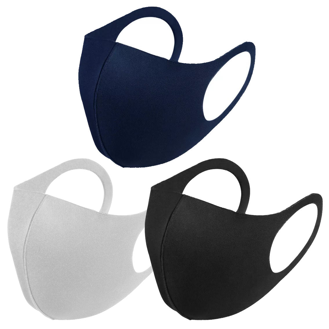 6 Pack Mix Colour Black Navy Grey Reusable Fabric Face Masks Covering Washable Adult Size