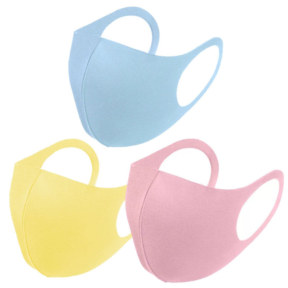 6 Pack Mix Colour Pink Yellow Blue Reusable Fabric Face Masks Covering Washable Adult Size