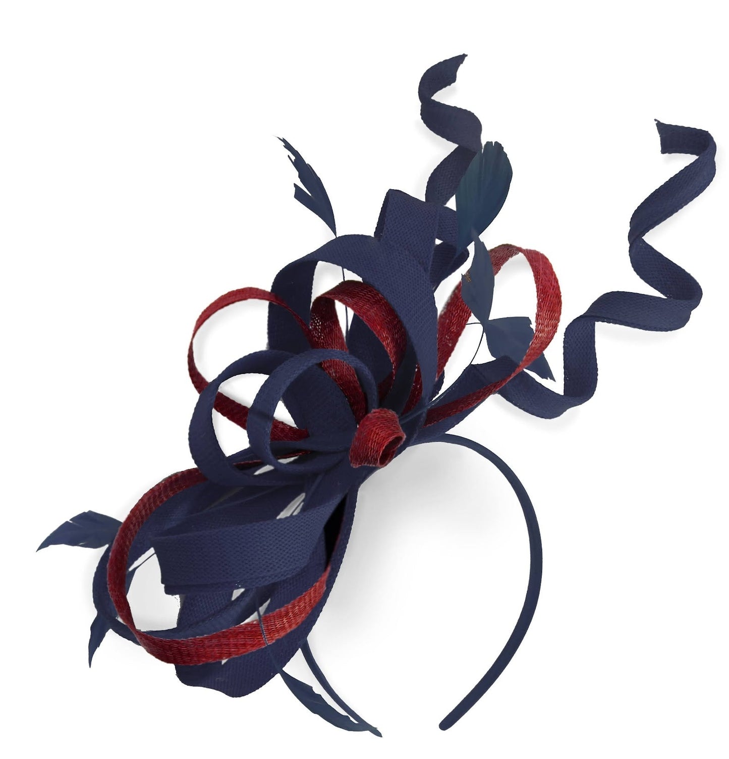 Caprilite Navy and Burgundy Wedding Swirl Fascinator Headband Alice Band Ascot Races Loop Net