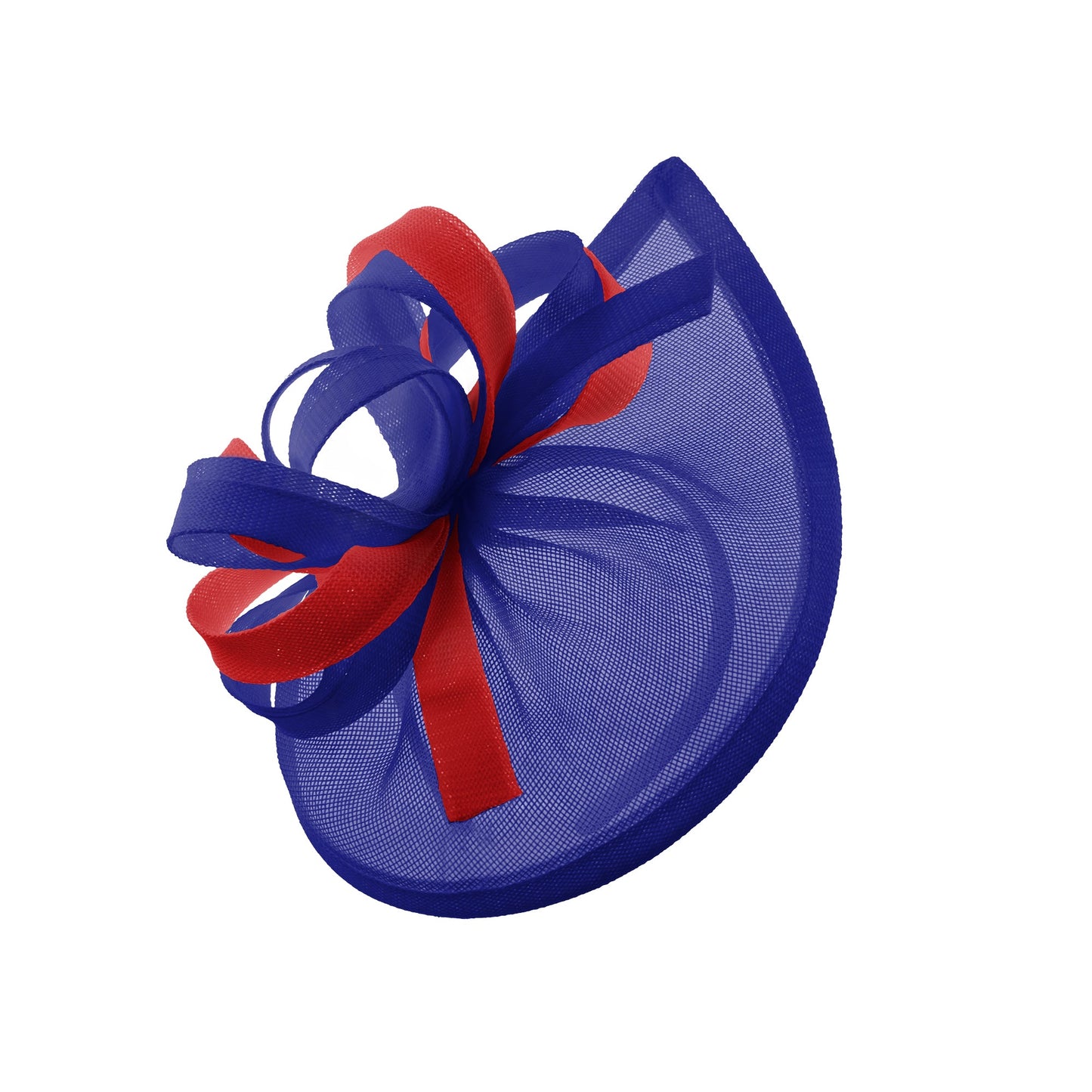 Caprilite Vegan MoonMix Hoop Fascinator Hat on Headband Wedding Ascot Races Bespoke Sinamay Disc - Royal Blue Red