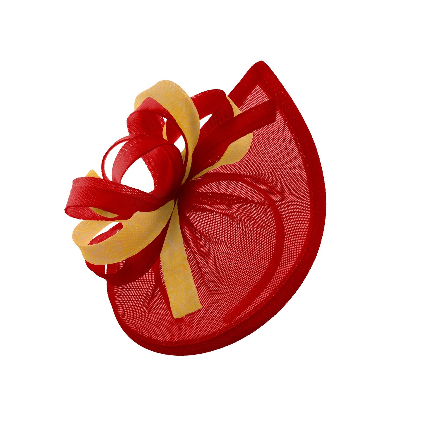 Caprilite Vegan MoonMix Hoop Fascinator Hat on Headband Wedding Ascot Races Bespoke Sinamay Disc - Red Gold