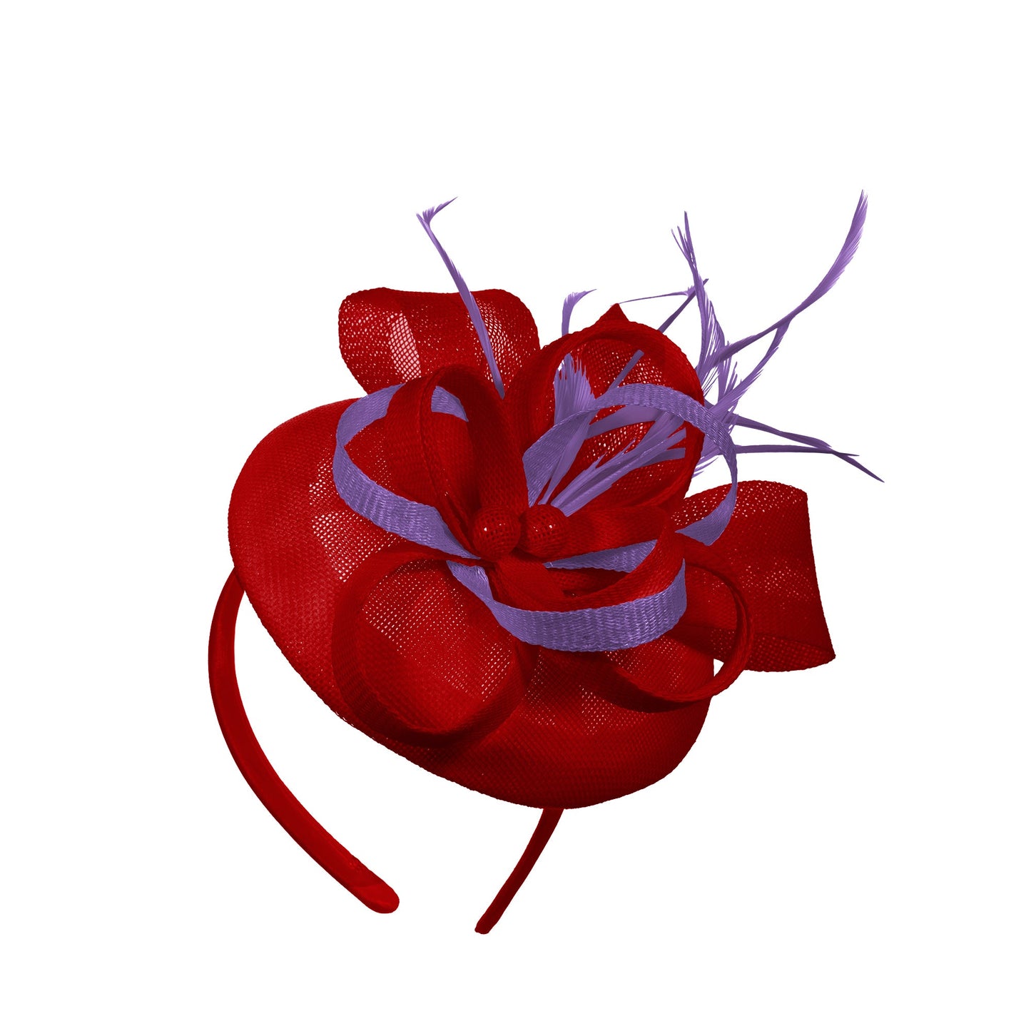Red Purple Mix Round Pillbox Bow Sinamay Headband Fascinator Weddings Ascot Hatinator Races
