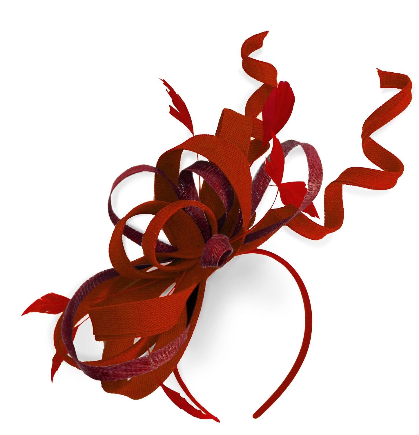 Caprilite Red and Burgundy Wedding Swirl Fascinator Headband Alice Band Ascot Races Loop Net
