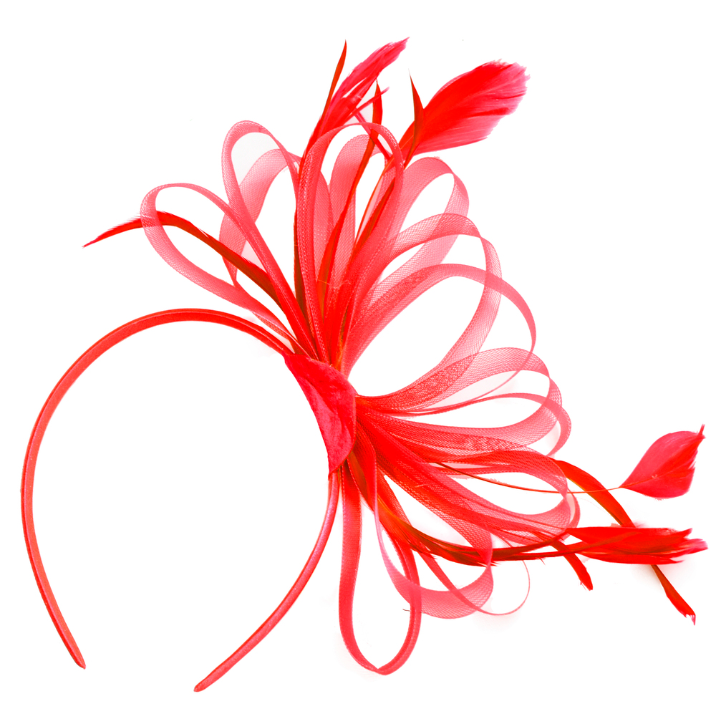 Scarlet Red Classic Hoop Fascinator on Headband
