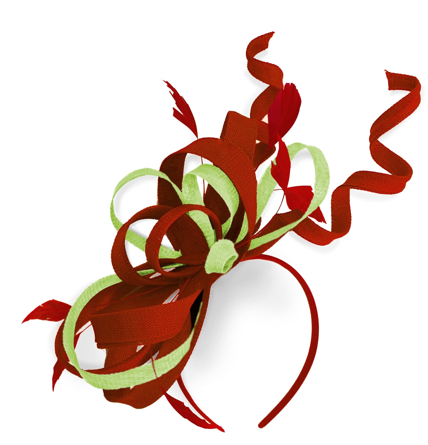 Caprilite Red and Lime Wedding Swirl Fascinator Headband Alice Band Ascot Races Loop Net