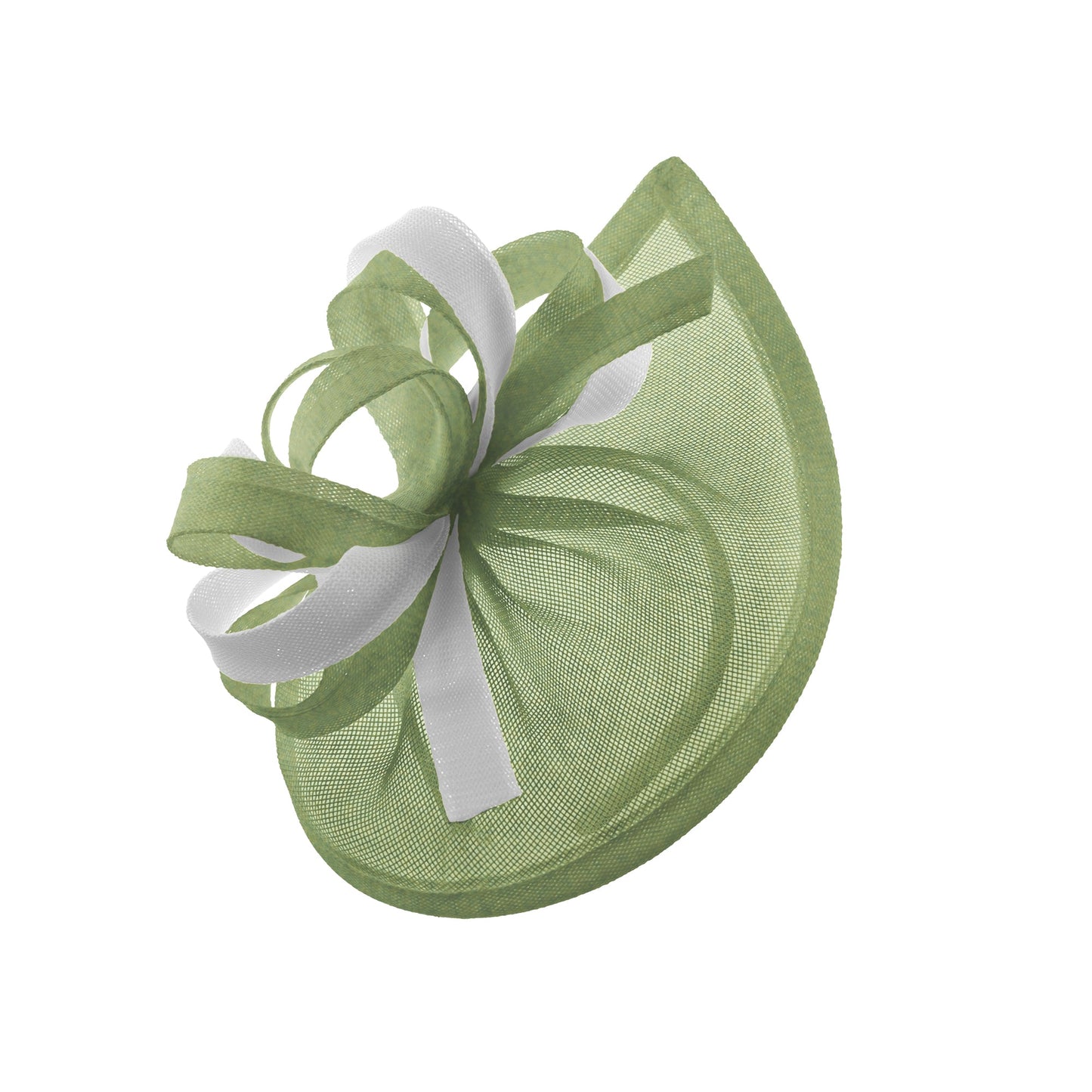 Caprilite Vegan MoonMix Hoop Fascinator Hat on Headband Wedding Ascot Races Bespoke Sinamay Disc - Sage White