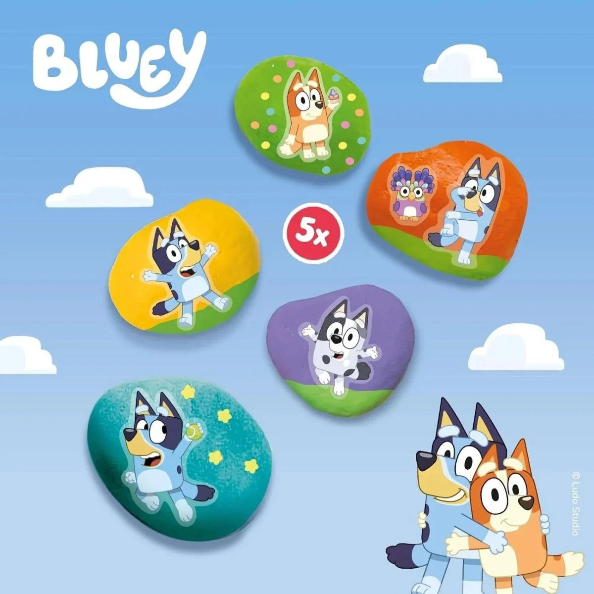 SES Creative Bluey Rock Painting Set - 5 Stones Paints & Stickers