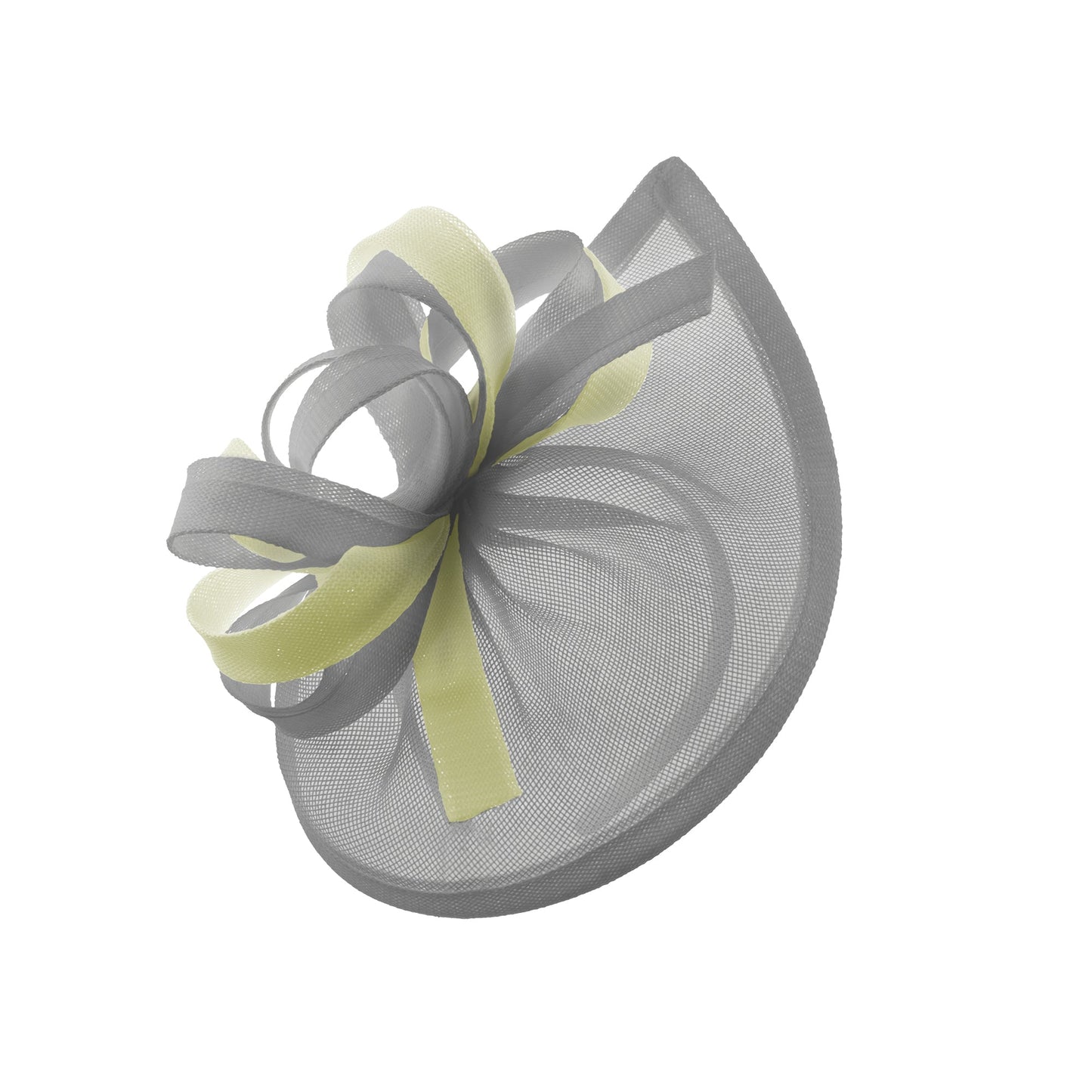 Caprilite Vegan MoonMix Hoop Fascinator Hat on Headband Wedding Ascot Races Bespoke Sinamay Disc - Silver Cream