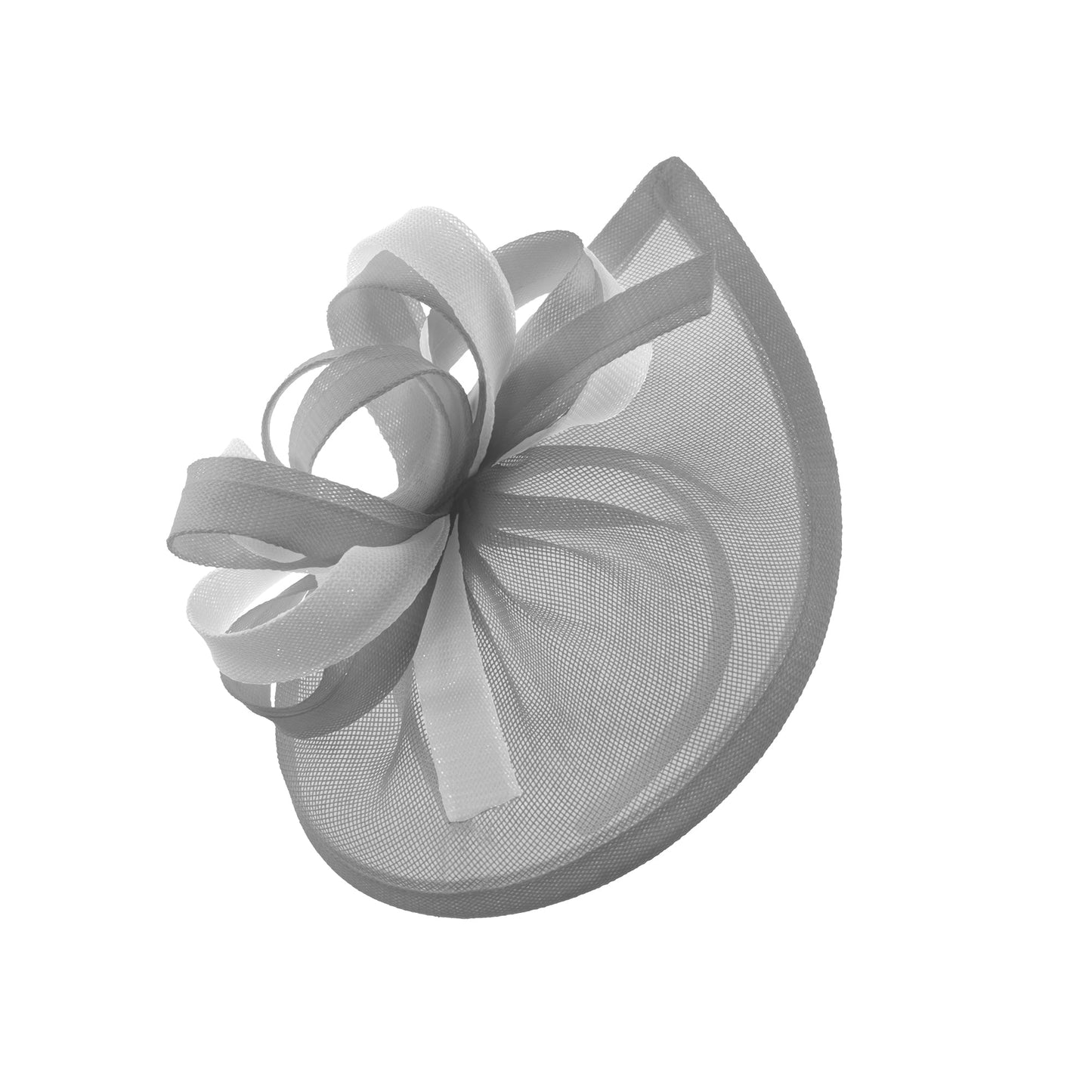 Caprilite Vegan MoonMix Hoop Fascinator Hat on Headband Wedding Ascot Races Bespoke Sinamay Disc - Silver White