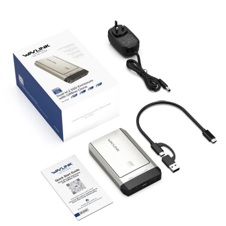 WAVLINK ST347 One-Click Offline Data Copy Dual Slot M.2 SSD Enclosure USB-C 3.2 Gen2 10Gbps, ST347