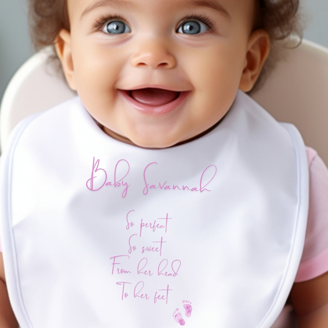 Personalised So Perfect Baby Grow, Vest or Bib with Pink Name