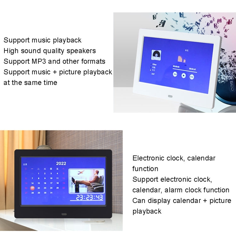 DPF-706 7 inch Digital Photo Frame LED Wall Mounted Advertising Machine, Plug:EU Plug(Black)