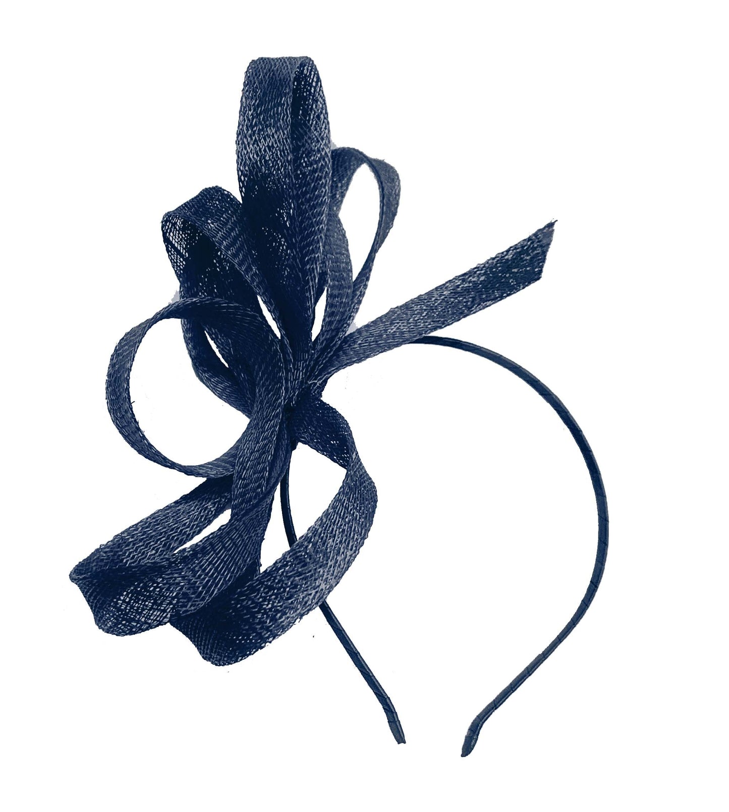 Caprilite Navy Blue Vegan Fascinator on Headband Wedding Sinamay Full Hoop Ladies Day Ascot Races