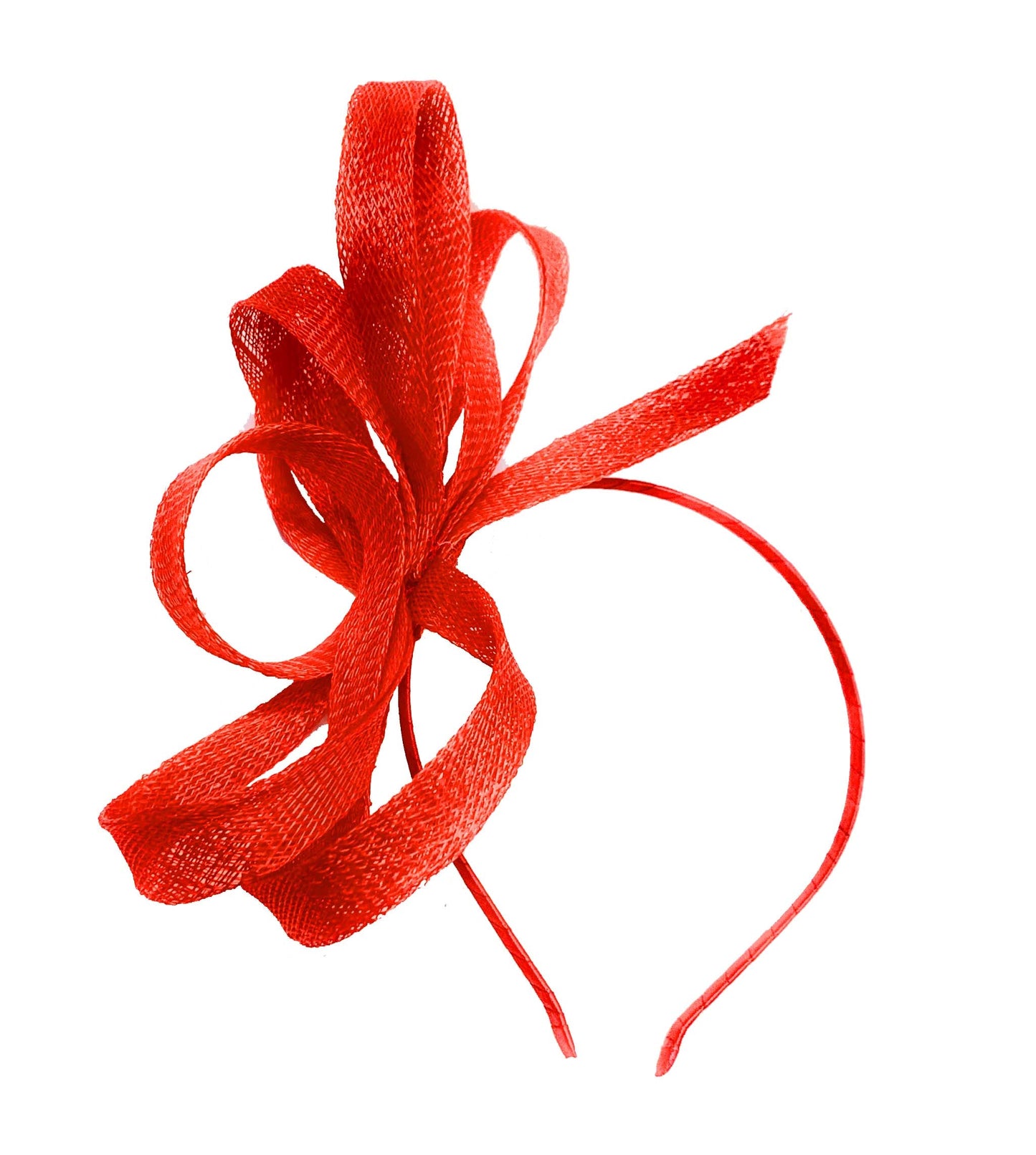 Caprilite Red Vegan Fascinator on Headband Wedding Sinamay Full Hoop Ladies Day Ascot Races