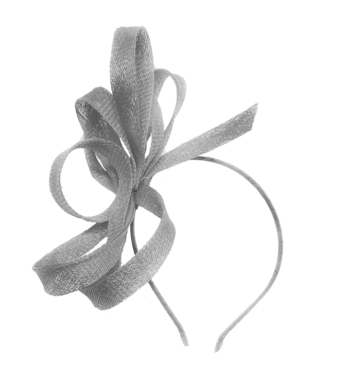 Caprilite Silver / Grey Fascinator on Headband Wedding Sinamay Full Hoop Ladies Day Ascot Races