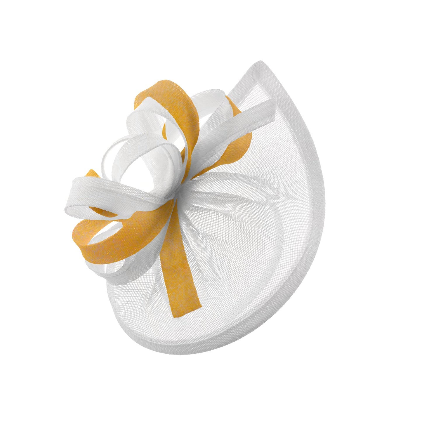 Caprilite Vegan MoonMix Hoop Fascinator Hat on Headband Wedding Ascot Races Bespoke Sinamay Disc - White Gold