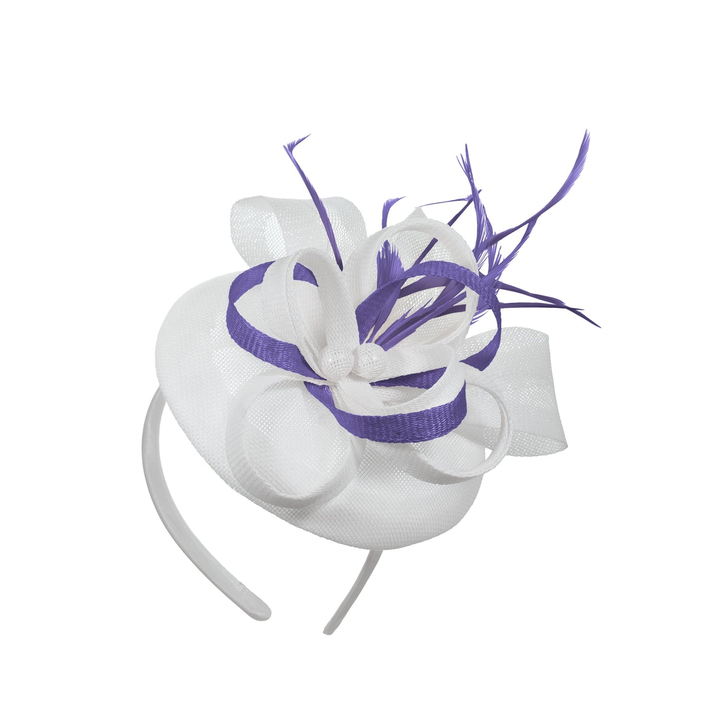 White Lavender Mix Round Pillbox Bow Sinamay Headband Fascinator Weddings Ascot Hatinator Races