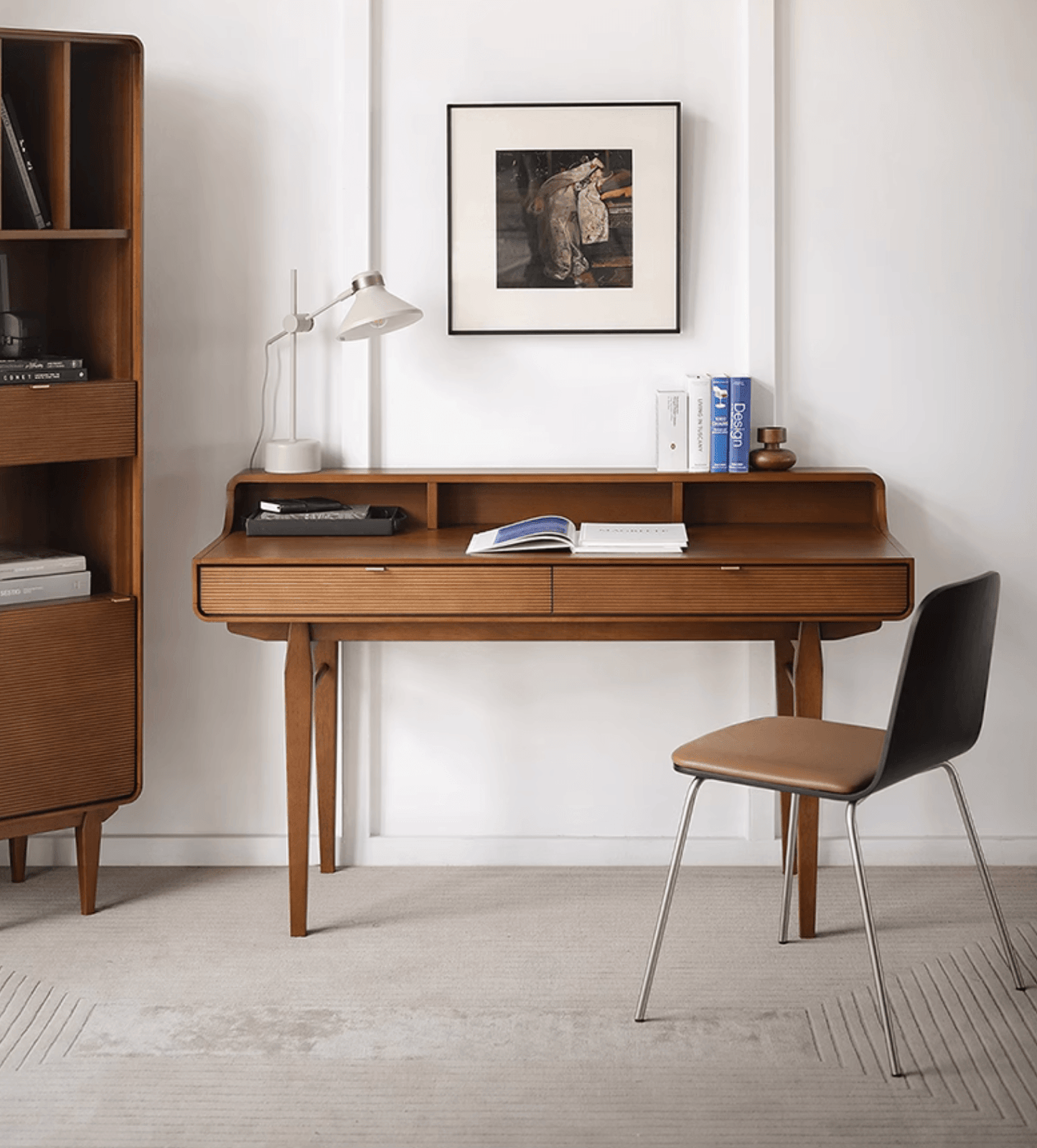 Moran Carved Office Desk, Solid Wood